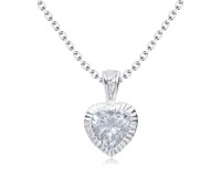 Beautiful Crystal Heart Silver Necklaces SPE-3871